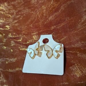 Elegant Gold and White Butterfly Earrings